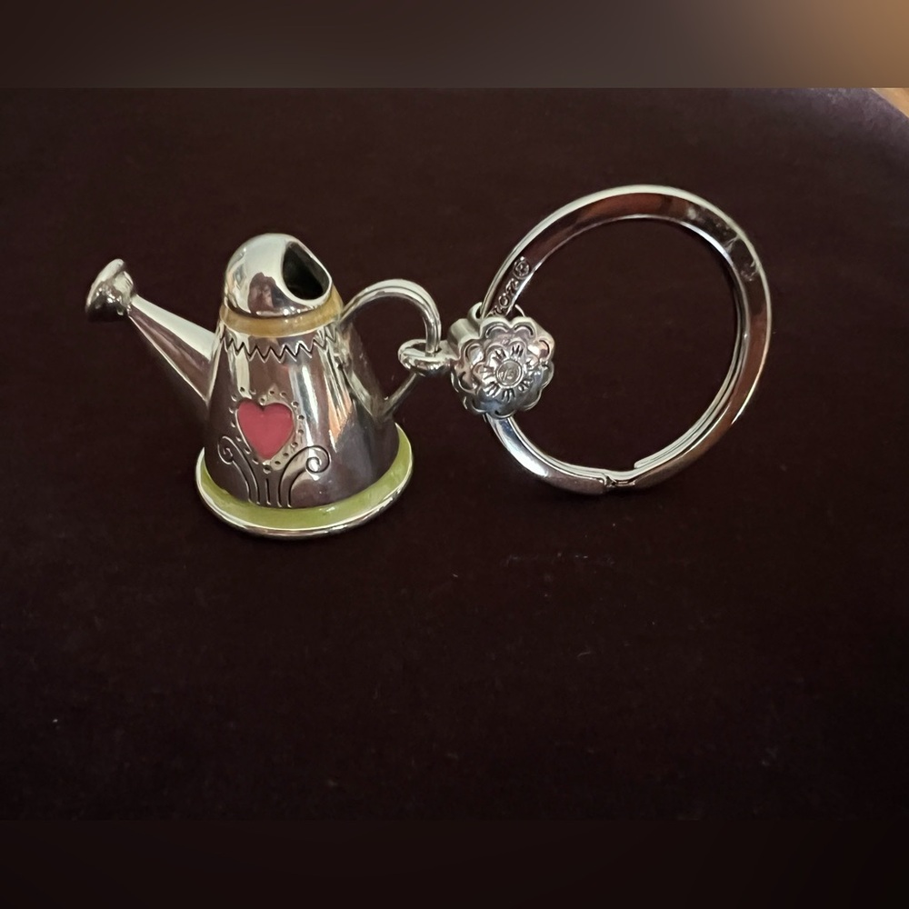 Brighton Silver Watering Can Keychain with Heart Detail